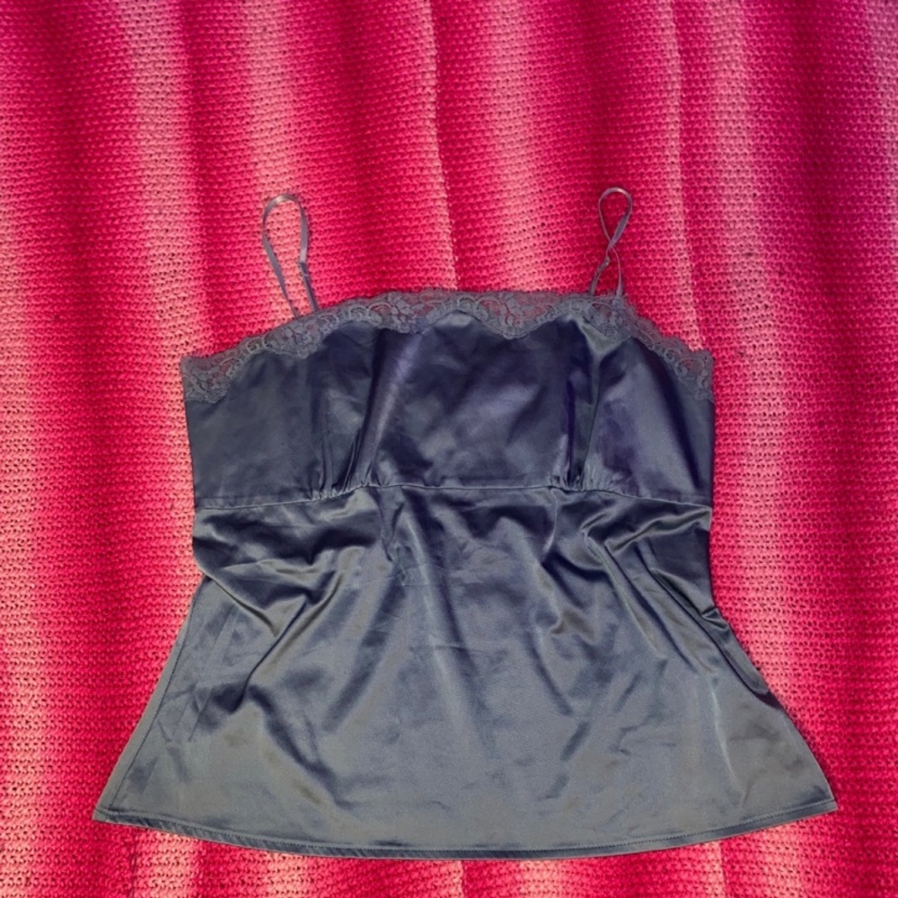 Super cute satin blue lace cami